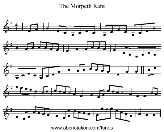 The Morpeth Rant - staff notation