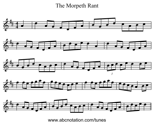 The Morpeth Rant - staff notation