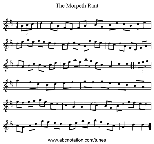 The Morpeth Rant - staff notation