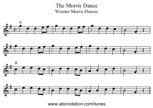 The Morris Dance - staff notation