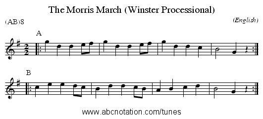 The Morris March (Winster Processional) - staff notation