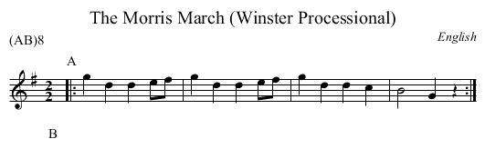 The Morris March (Winster Processional) - staff notation