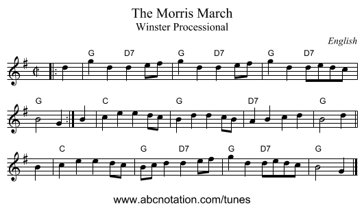 The Morris March - staff notation