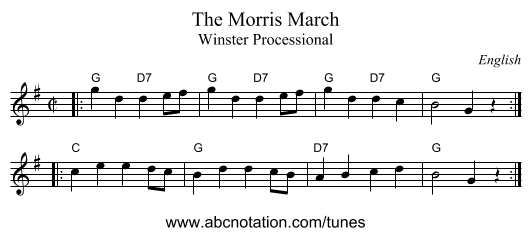 The Morris March - staff notation