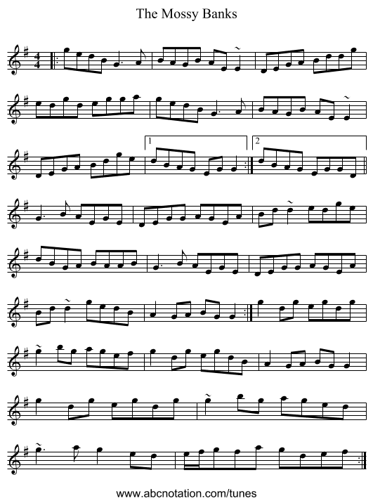 The Mossy Banks - staff notation