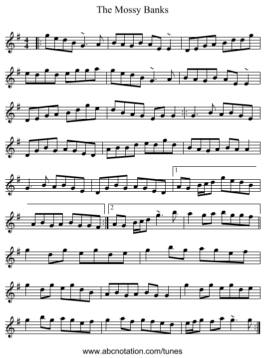 The Mossy Banks - staff notation
