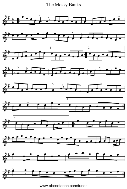 The Mossy Banks - staff notation