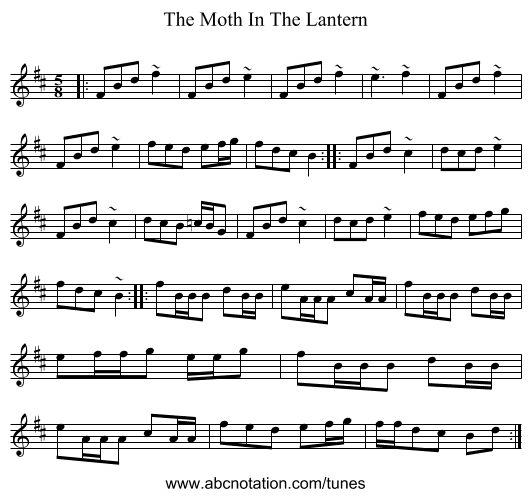 The Moth In The Lantern - staff notation