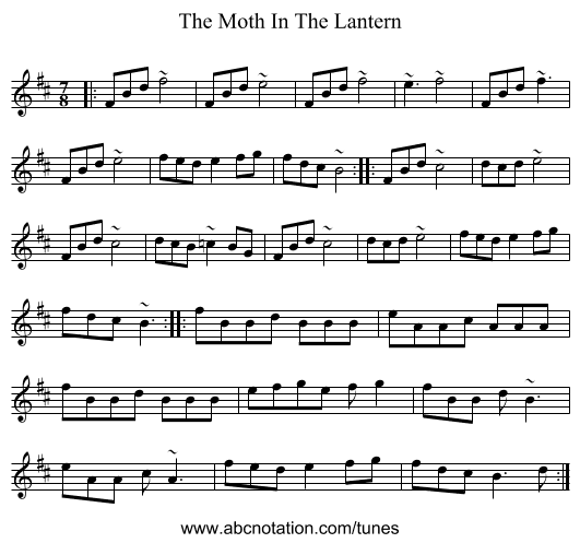 The Moth In The Lantern - staff notation