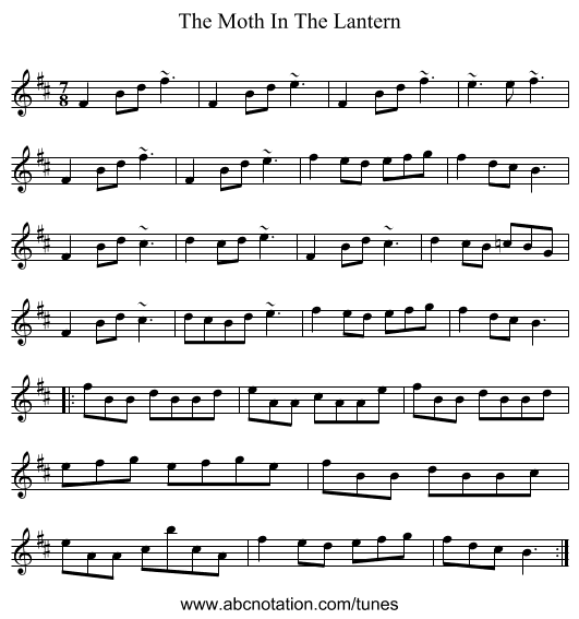 The Moth In The Lantern - staff notation