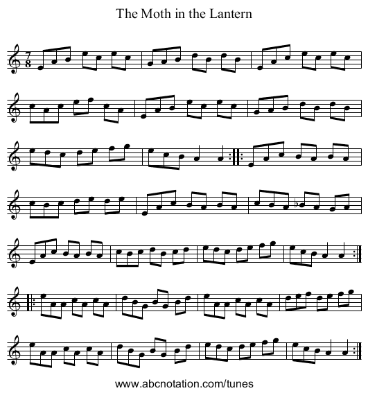 The Moth in the Lantern - staff notation