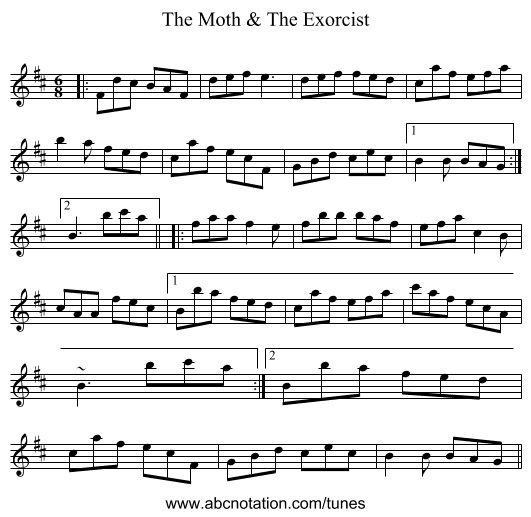 The Moth & The Exorcist - staff notation