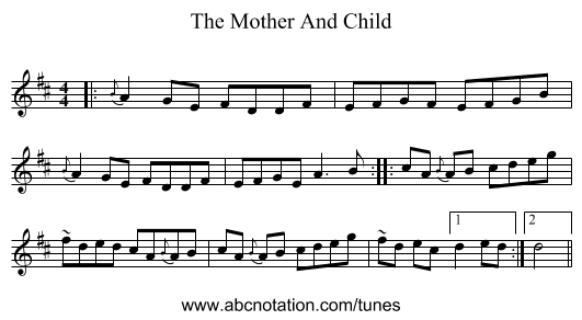 The Mother And Child - staff notation
