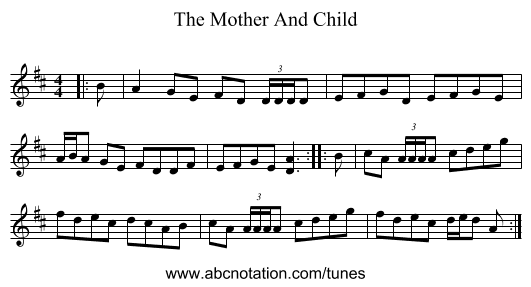 The Mother And Child - staff notation