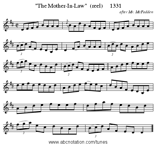 The Mother-In-Law  (reel)     1331 - staff notation