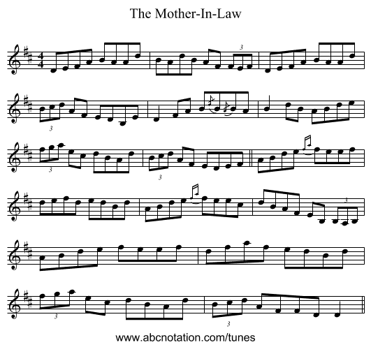 The Mother-In-Law - staff notation