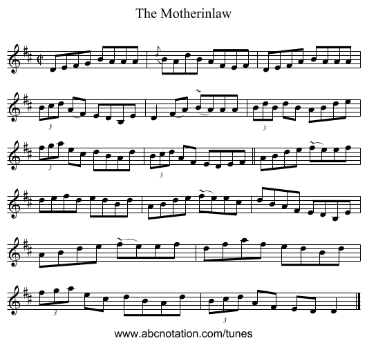 The Motherinlaw - staff notation