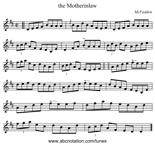 the Motherinlaw - staff notation