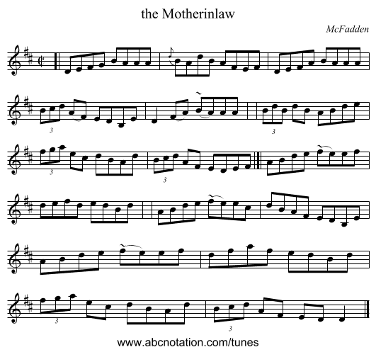 the Motherinlaw - staff notation