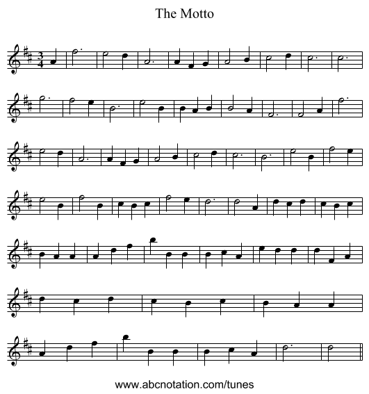 The Motto - staff notation