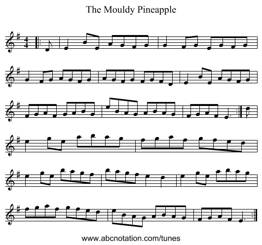 The Mouldy Pineapple - staff notation