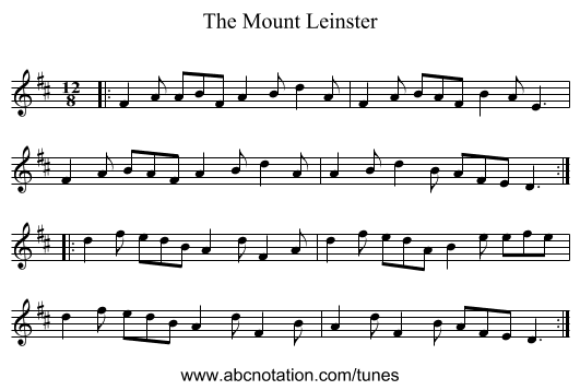 The Mount Leinster - staff notation
