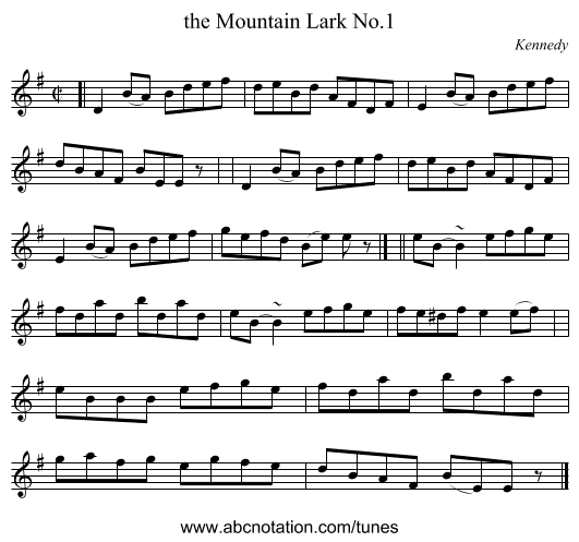 the Mountain Lark No.1 - staff notation