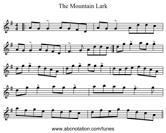 The Mountain Lark - staff notation
