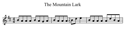 The Mountain Lark - staff notation