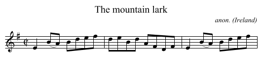 The mountain lark - staff notation