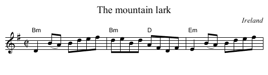 The mountain lark - staff notation
