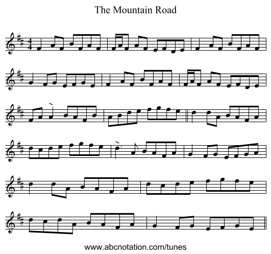 The Mountain Road - staff notation