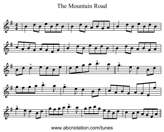 The Mountain Road - staff notation