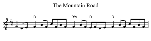 The Mountain Road - staff notation
