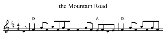 the Mountain Road - staff notation