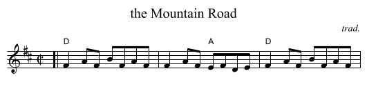 the Mountain Road - staff notation