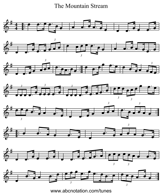 The Mountain Stream - staff notation