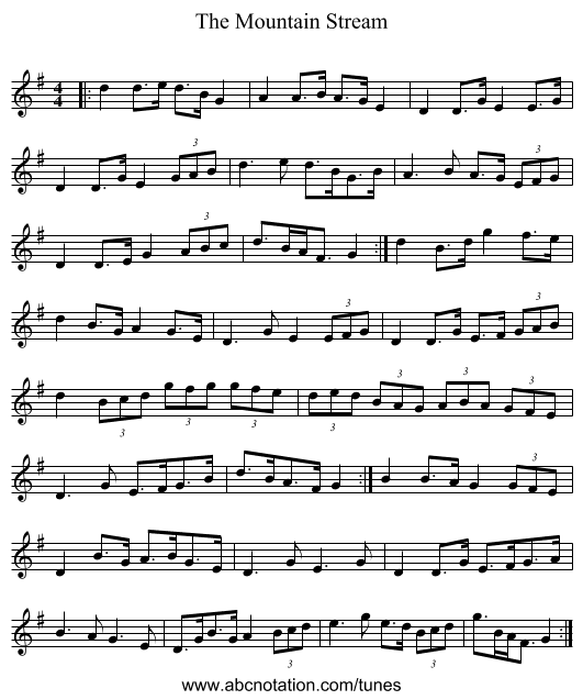 The Mountain Stream - staff notation