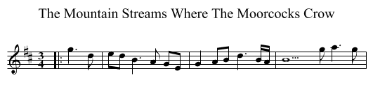 The Mountain Streams Where The Moorcocks Crow - staff notation