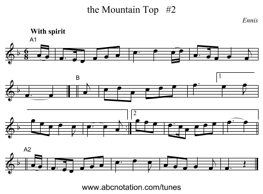 the Mountain Top   #2 - staff notation