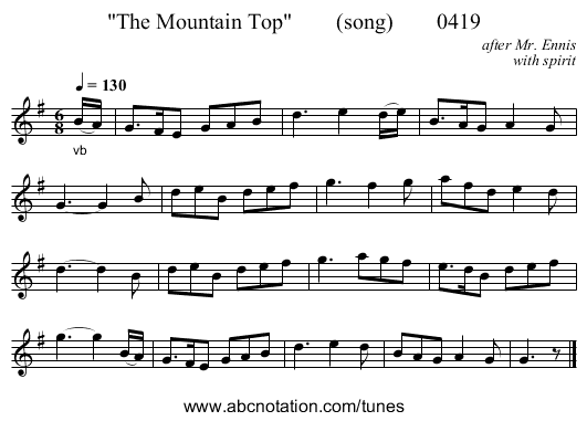 The Mountain Top        (song)        0419 - staff notation