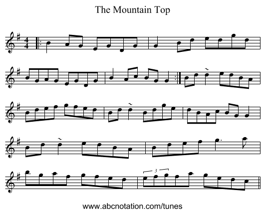 The Mountain Top - staff notation