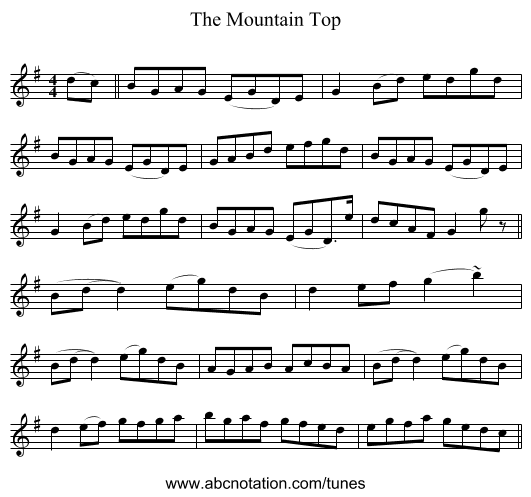 The Mountain Top - staff notation