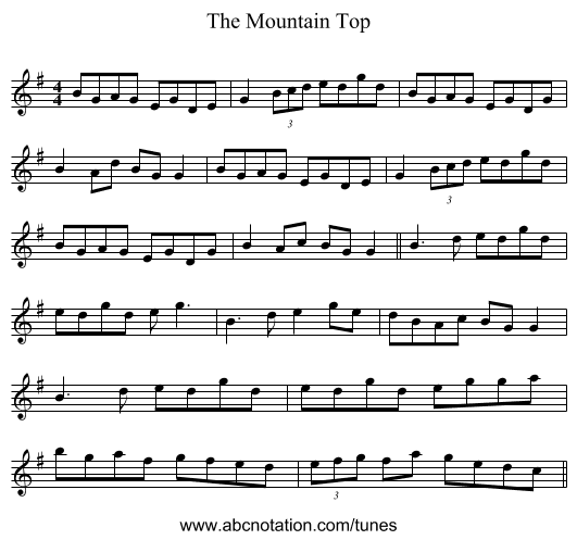 The Mountain Top - staff notation