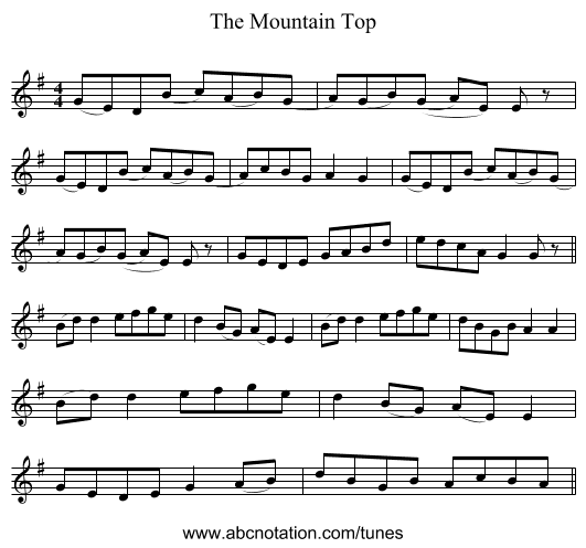 The Mountain Top - staff notation