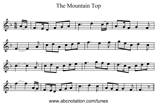 The Mountain Top - staff notation
