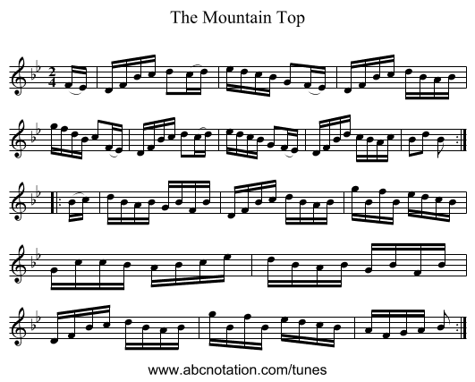 The Mountain Top - staff notation