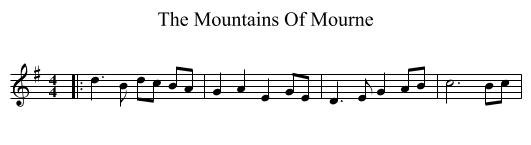 The Mountains Of Mourne - staff notation
