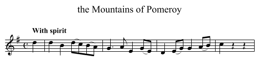 the Mountains of Pomeroy - staff notation