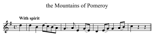 the Mountains of Pomeroy - staff notation